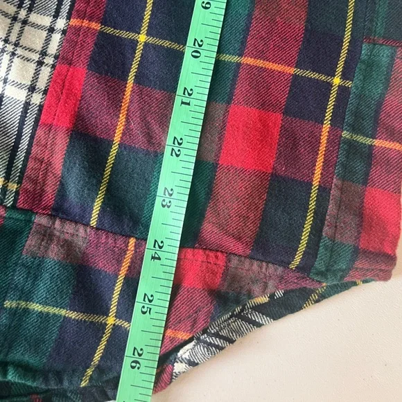 Women's  patchPlaid Button Down Shirt - Red, Green, Black - Picture 12 of 14